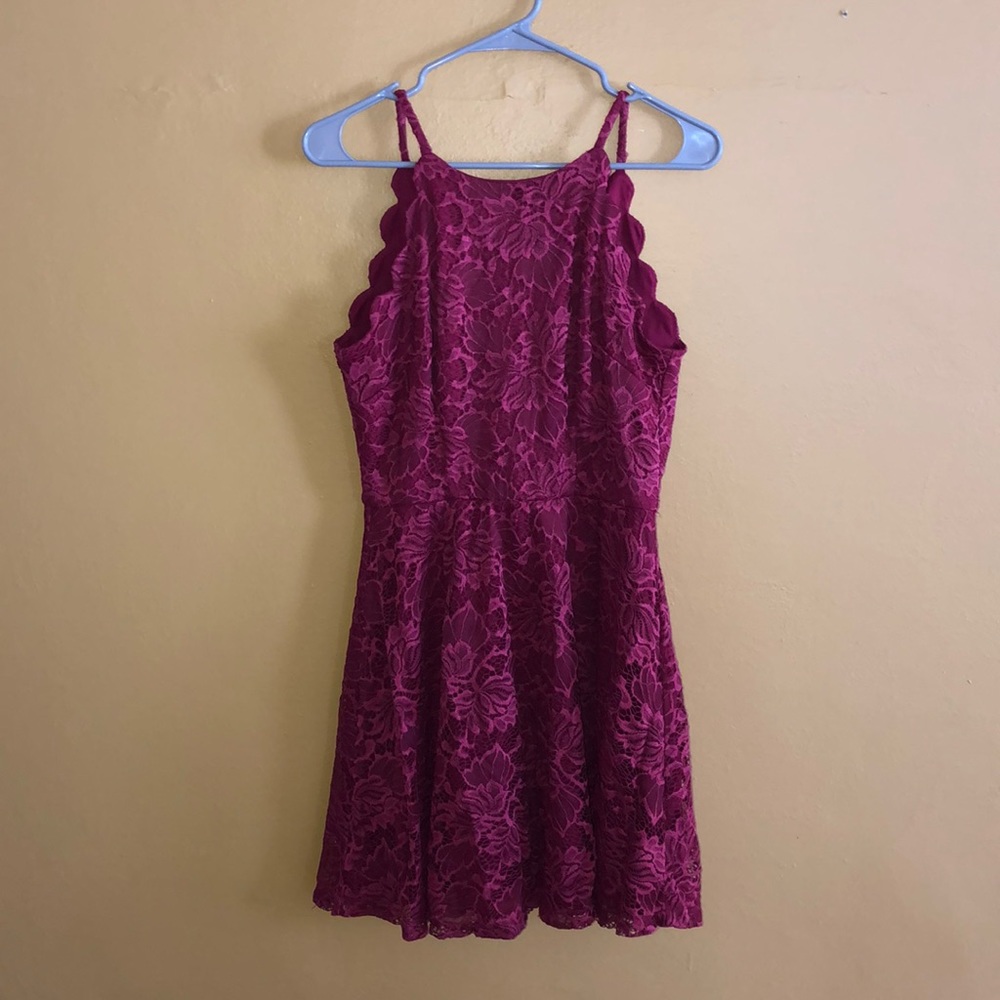 Maroon Lace Homecoming Dress
